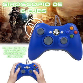 Foto 4 | Control Alámbrico Azul Para Xbox 360