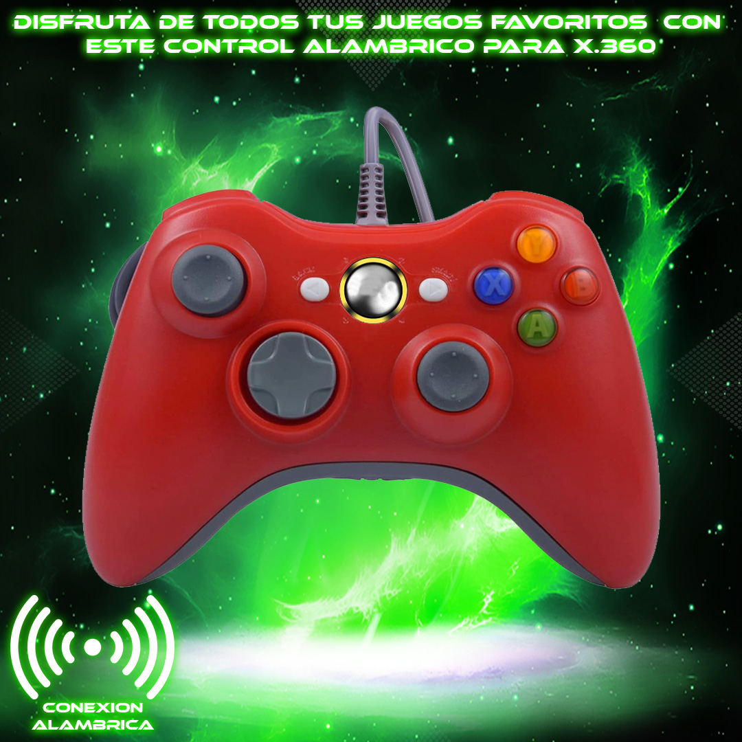 Foto 3 pulgar | Control Alámbrico Rojo Para Xbox 360