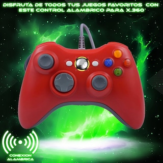 Foto 2 | Control Alámbrico Rojo Para Xbox 360