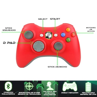 Foto 3 | Control Inalámbrico Store Cline Rojo para Xbox 360