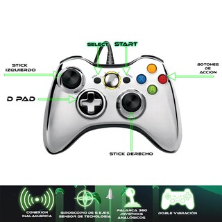 Foto 3 | Control Alambrico Xbox 360 Edicion Plata