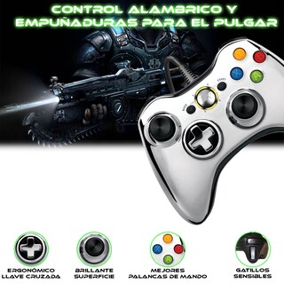 Foto 5 | Control Alambrico Xbox 360 Edicion Plata