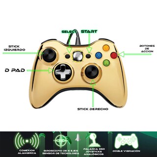 Foto 3 | Control Alambrico Xbox 360 Edicion Oro