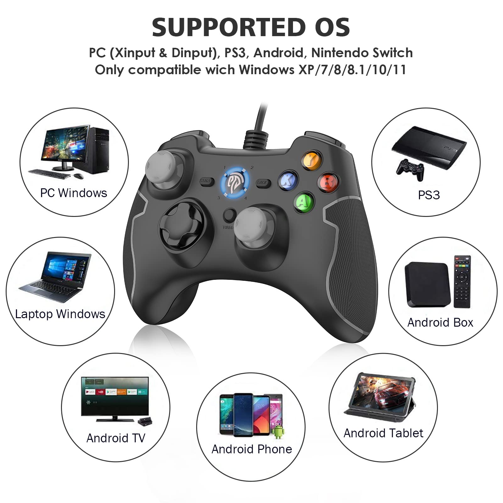 Foto 3 pulgar | Controlador De Juegos Easysmx Usb Con Cable Para Windows/steam/android - Venta Internacional.