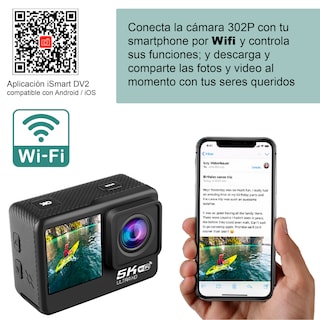 Foto 5 | Cámara Digital Deportiva Vak 302 Doble Pantalla Micrófono 5K wifi C Agua