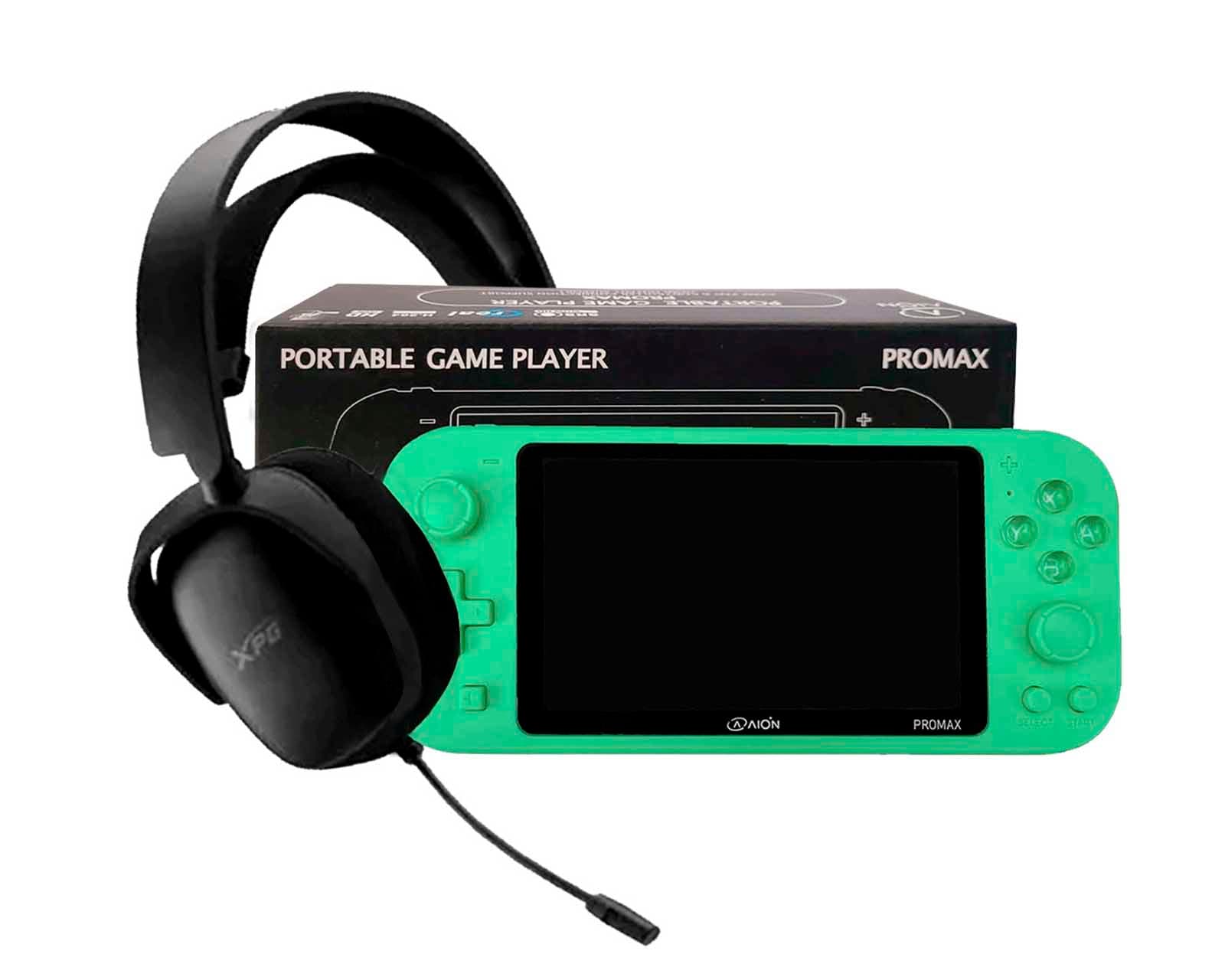 Consola Portátil Aion X20 Pro Max + Diadema Klipstreme Bluetooth color Verde $1,699