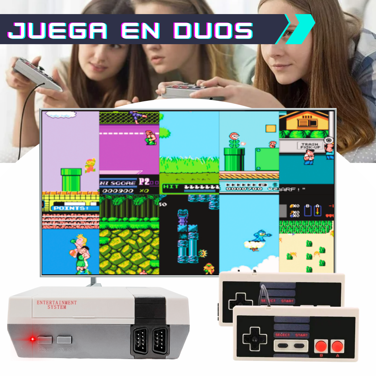 Foto 3 pulgar | 2 Unidades Miniconsola Retro Nintendo 620 Juegos Clásicos 2 Controles