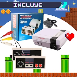 Foto 3 | 2 Unidades Miniconsola Retro Nintendo 620 Juegos Clásicos 2 Controles