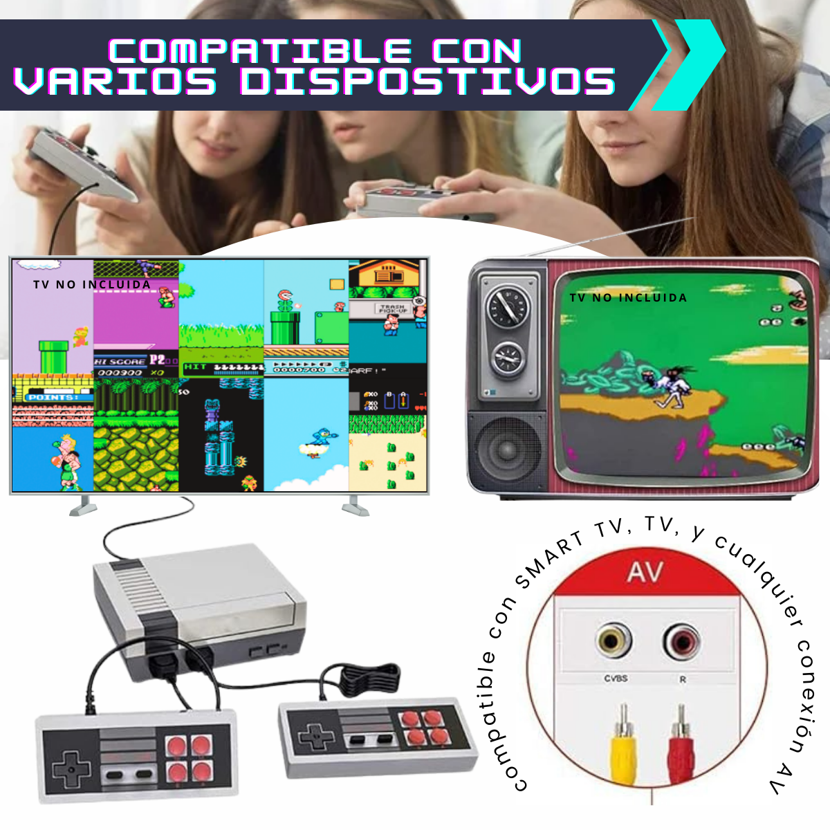 Foto 5 pulgar | 2 Unidades Miniconsola Retro Nintendo 620 Juegos Clásicos 2 Controles