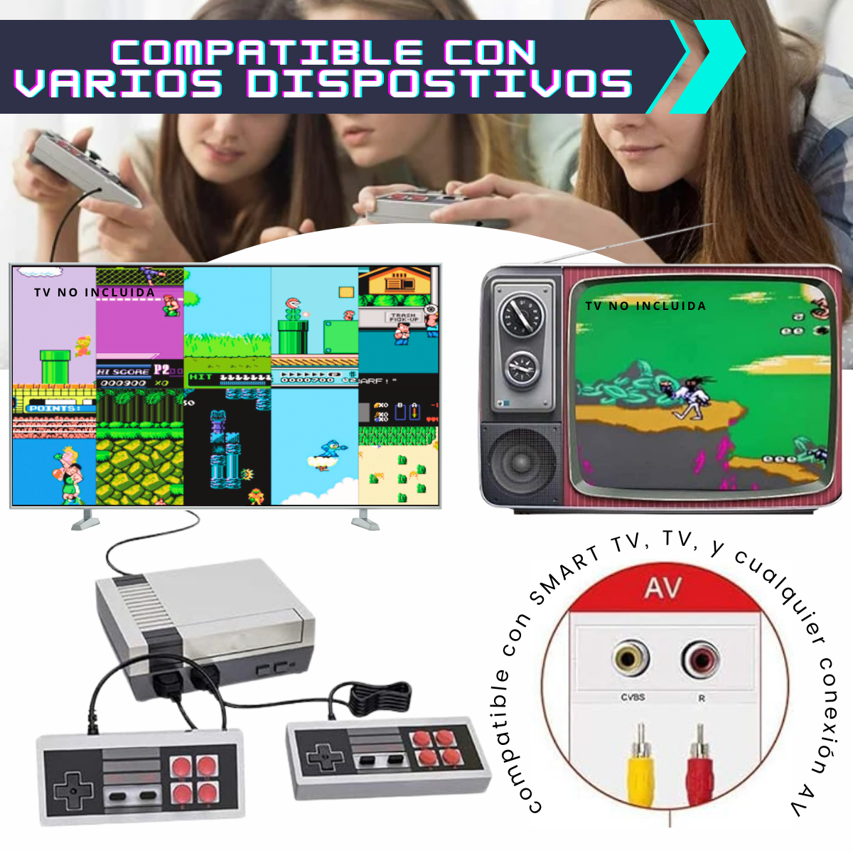 Foto 5 pulgar | Miniconsola Retro Nintendo 620 Juegos Clásicos 2 Controles 3 Unidades