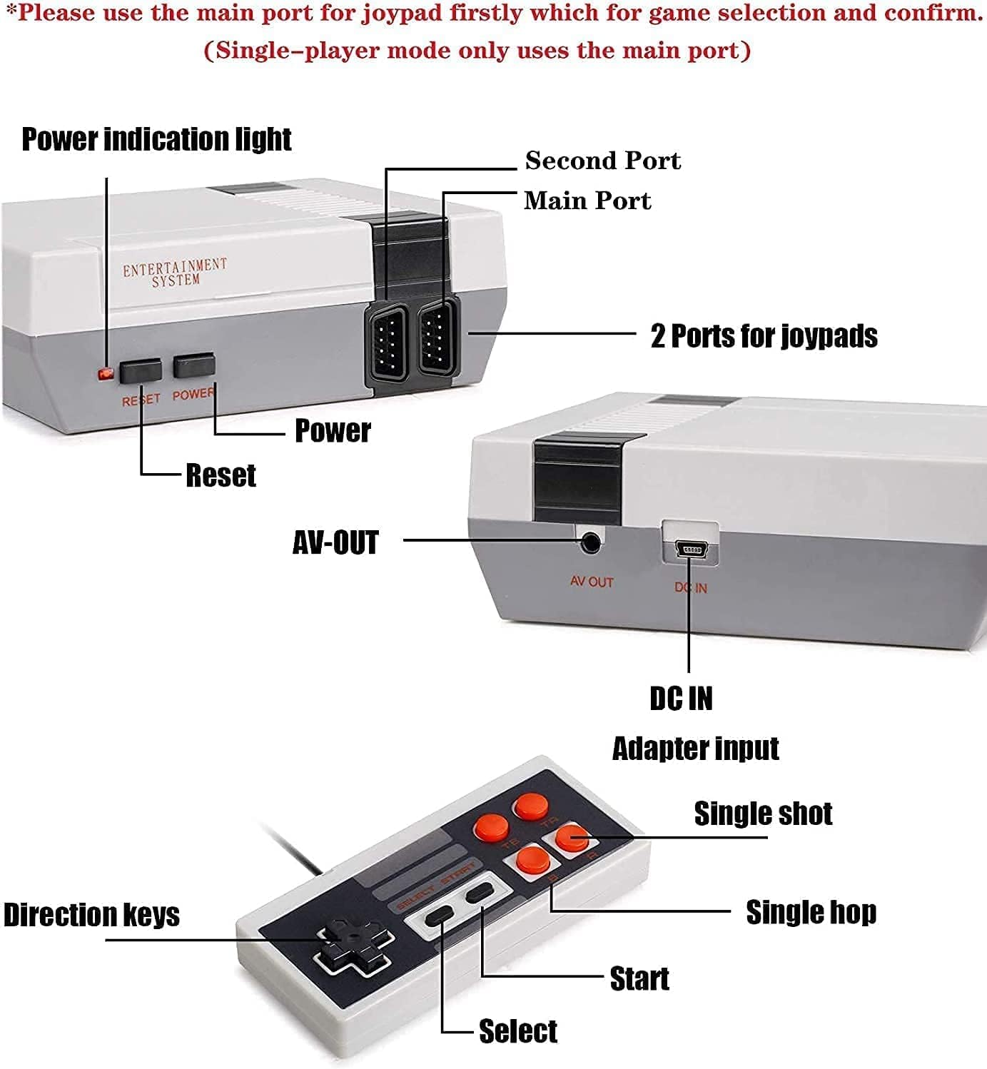 Foto 5 pulgar | Consola Retro Clásica, Mini Consola De Juegos Retro, Salida Av De 8 Bits Mini Consola De Videojuegos Integrada 6