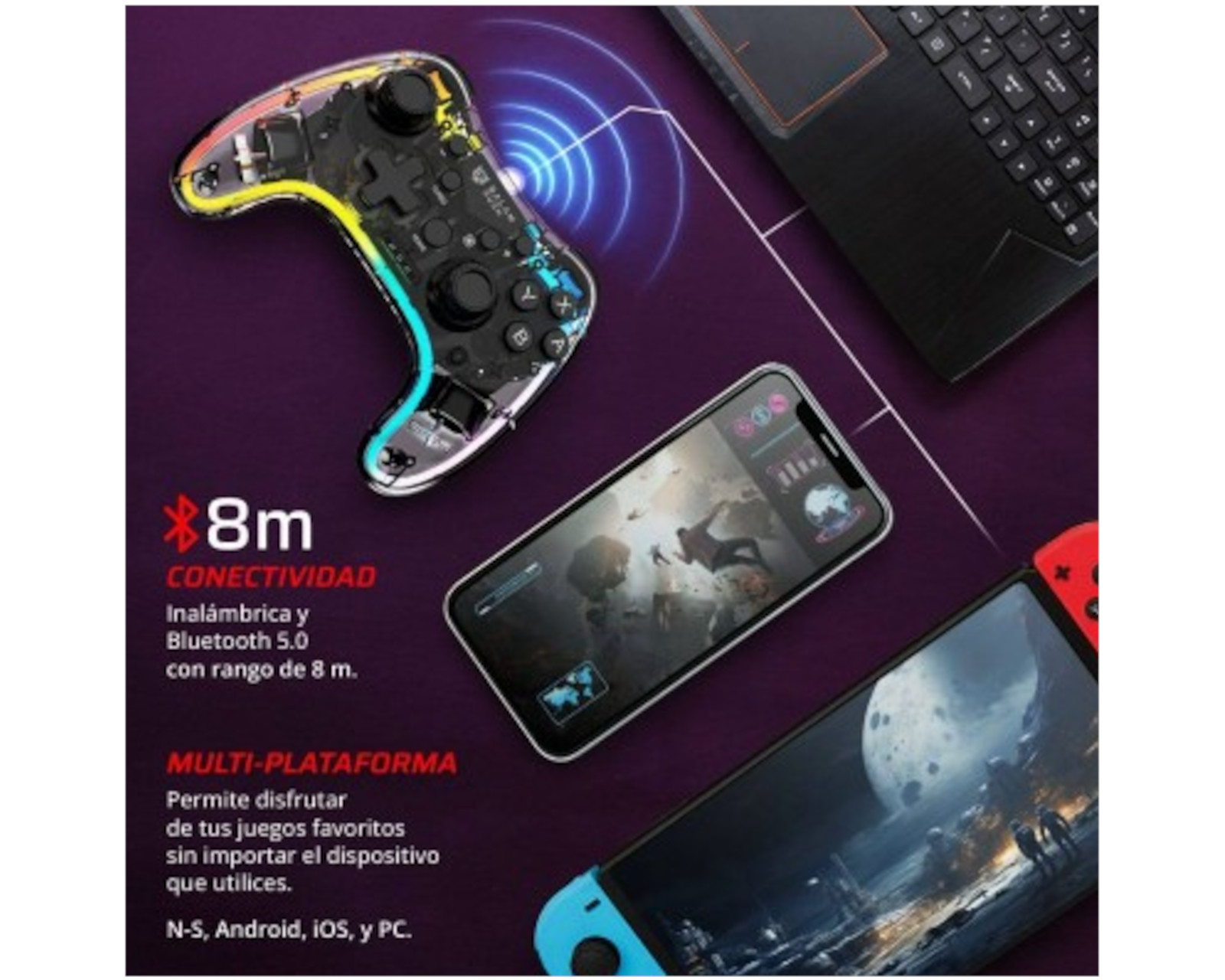 Foto 3 pulgar | Control Inalámbrico Acteck Balam Rush para Nintendo Switch