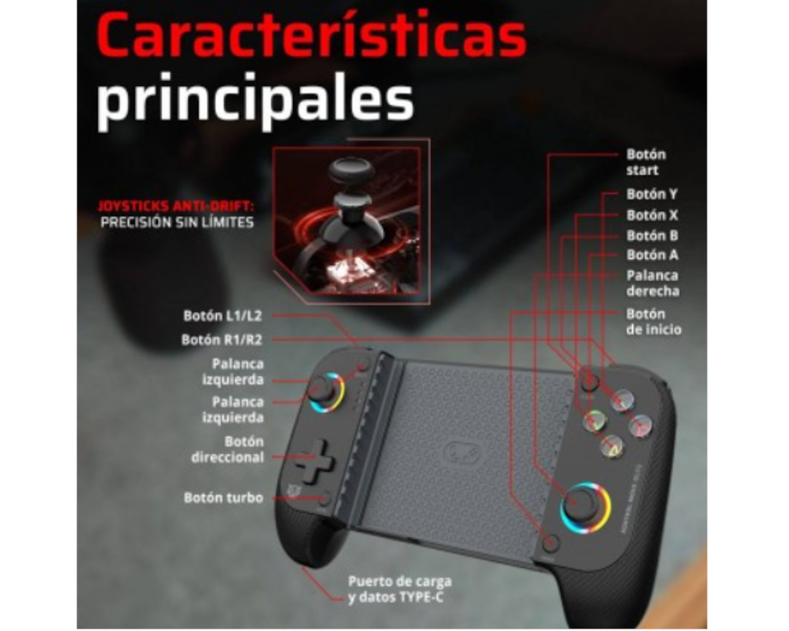 Foto 6 pulgar | Control Inalámbrico Acteck Balam Rush para Nintendo Switch