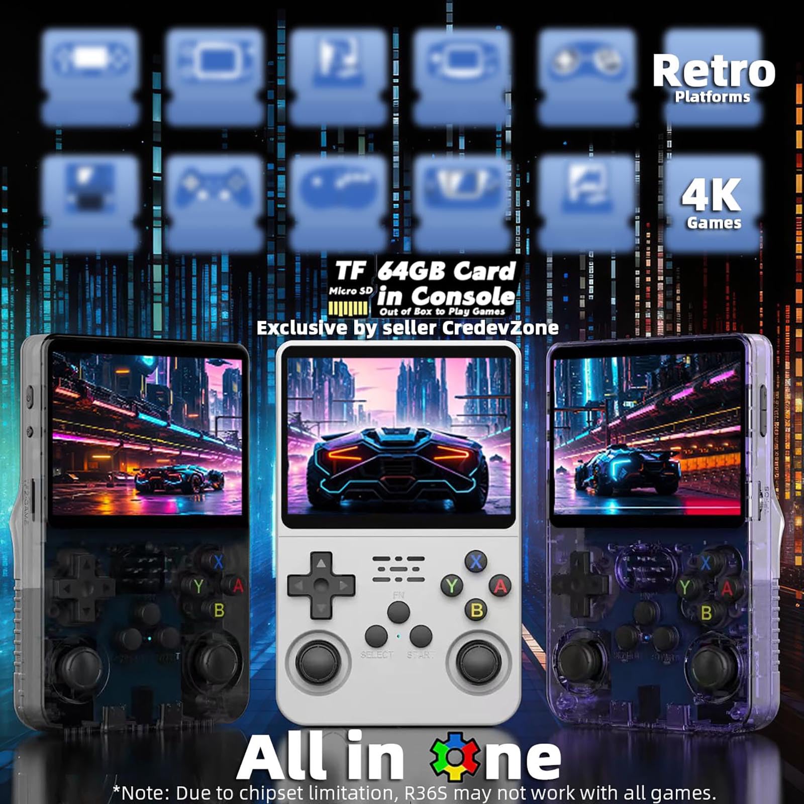 Foto 4 pulgar | Consola De Juegos Portátil R36s Retro De 3,5 Pulgadas, Más De 15 000 Juegos, 32 Gb+64 Gb - Venta Internacional.
