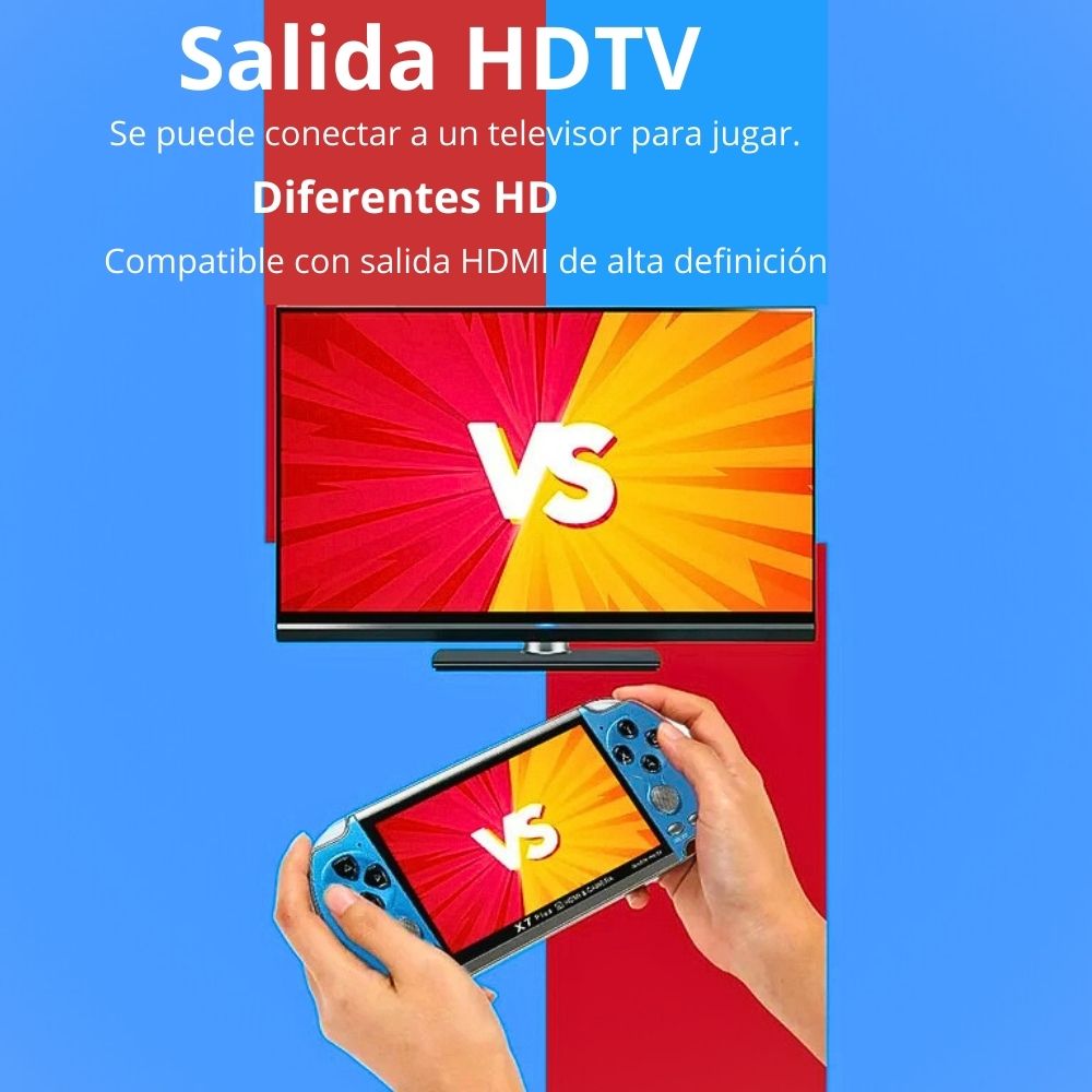 Foto 4 pulgar | Consola de Videojuegos X7 Plus 8gb HD Pantalla 5.1 Pulgadas Reproductor de Juegos Azul