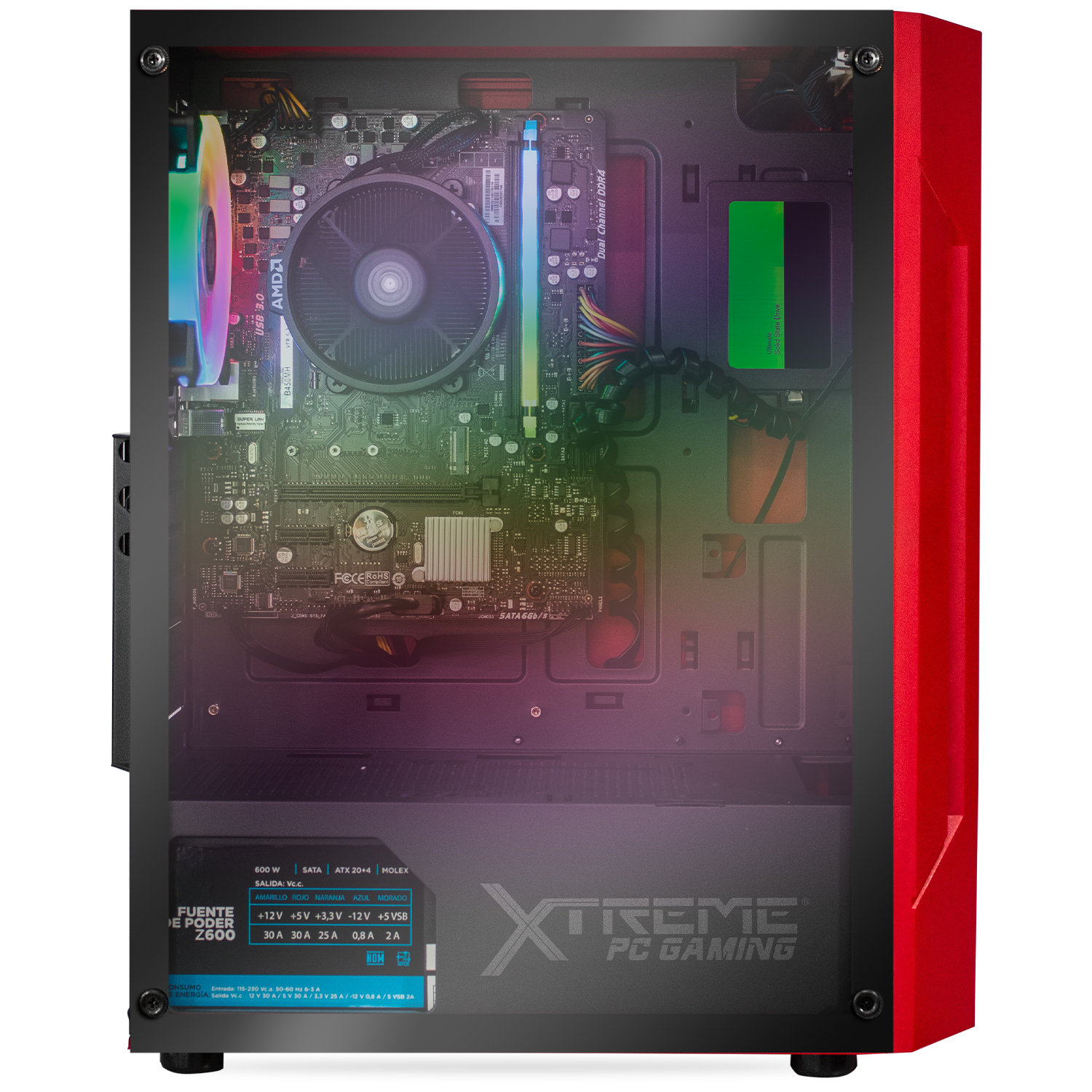 Foto 4 pulgar | Servidor Xtreme Pc Gaming Amd Radeon Vega Renoir Ryzen 3 4350g/ 16gb/ 2120gb color Rojo