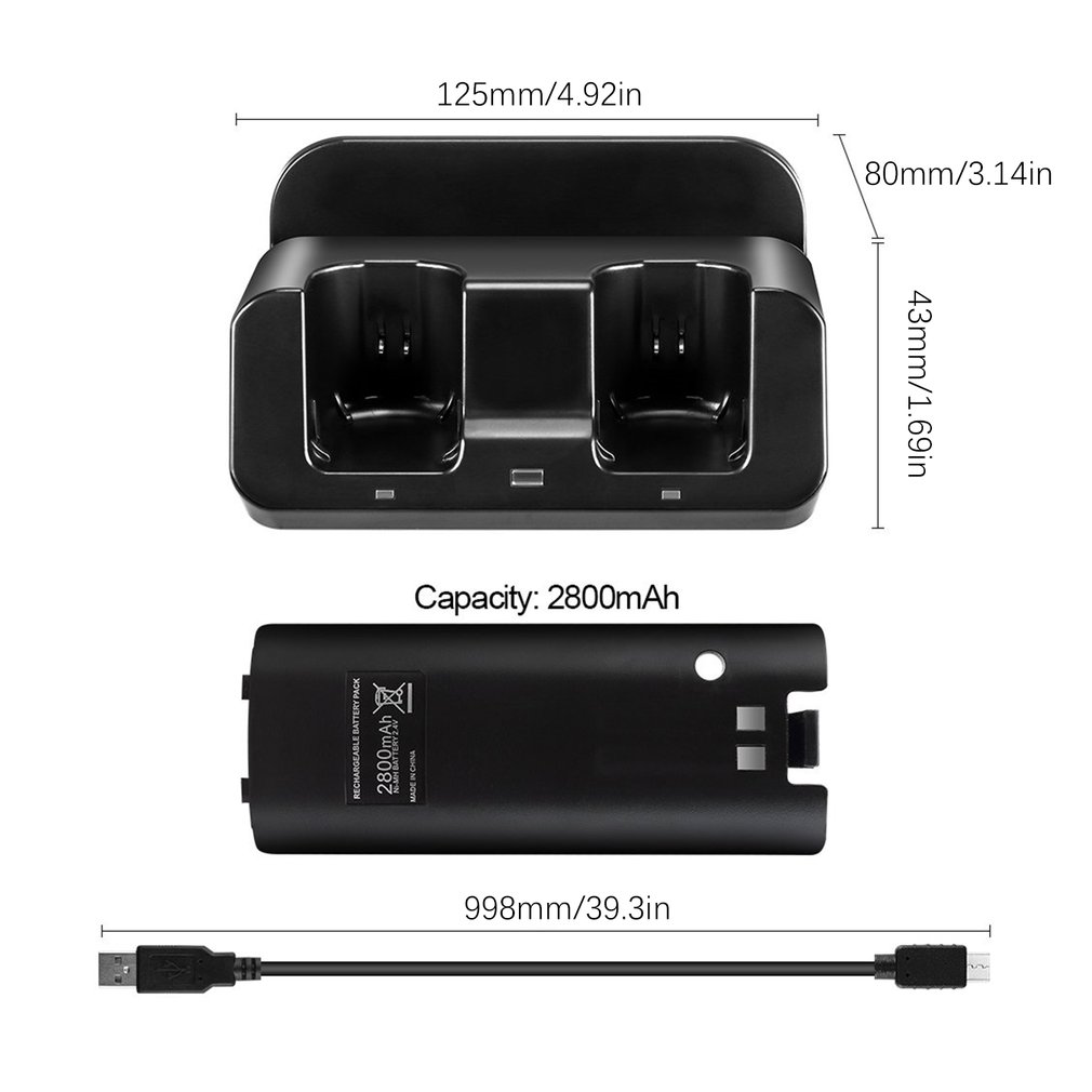 Foto 3 | Estación De Carga Con 2 Baterías Para Wii U Y Wii - Venta Internacional.