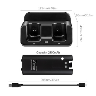 Foto 3 | Estación De Carga Con 2 Baterías Para Wii U Y Wii - Venta Internacional.