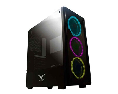 Foto 1 | Gabinete Naceb Evotec Player Led Atx S/fuente Cristal Na-0603 color Negro