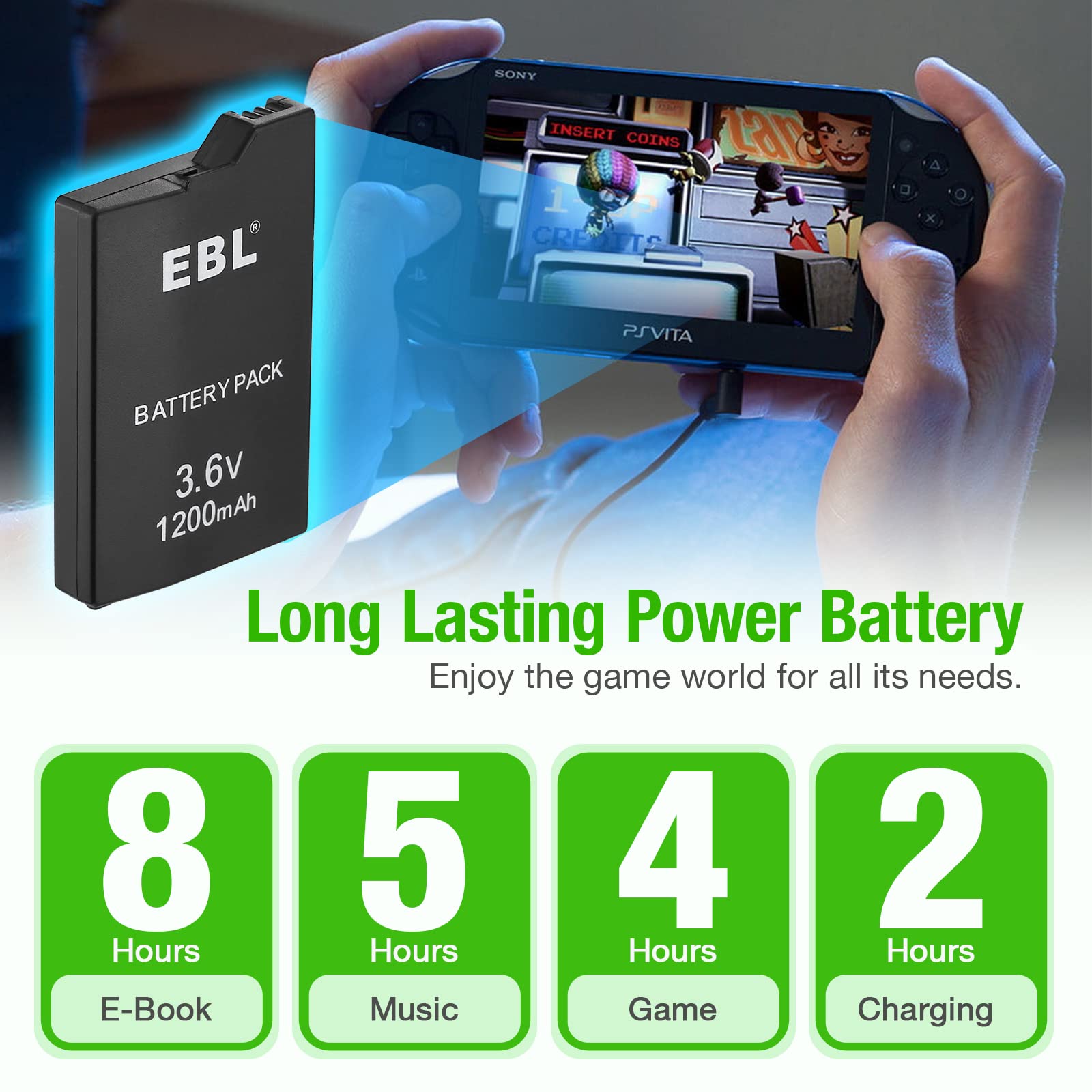 Foto 2 | Paquete De Baterías Recargables Ebl 3.6v 1200mah Para Sony Psp - Venta Internacional.