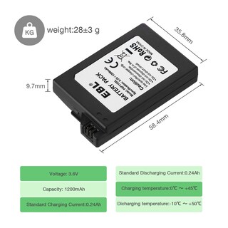 Foto 7 | Paquete De Baterías Recargables Ebl 3.6v 1200mah Para Sony Psp - Venta Internacional.