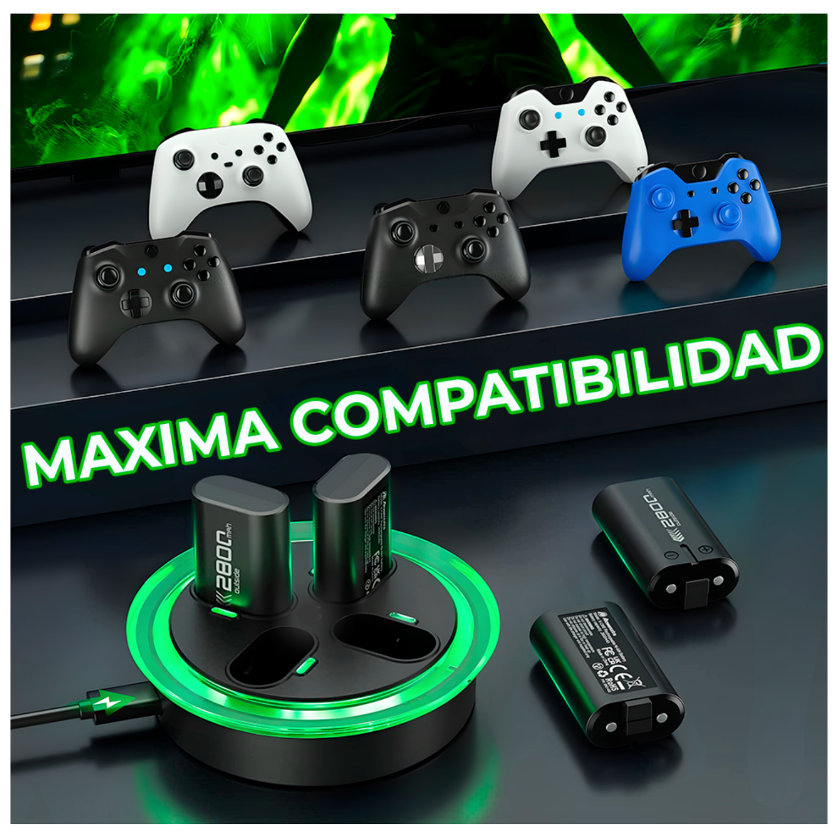 Foto 6 pulgar | Cargador Con 4 Baterías Compatible Con Xbox