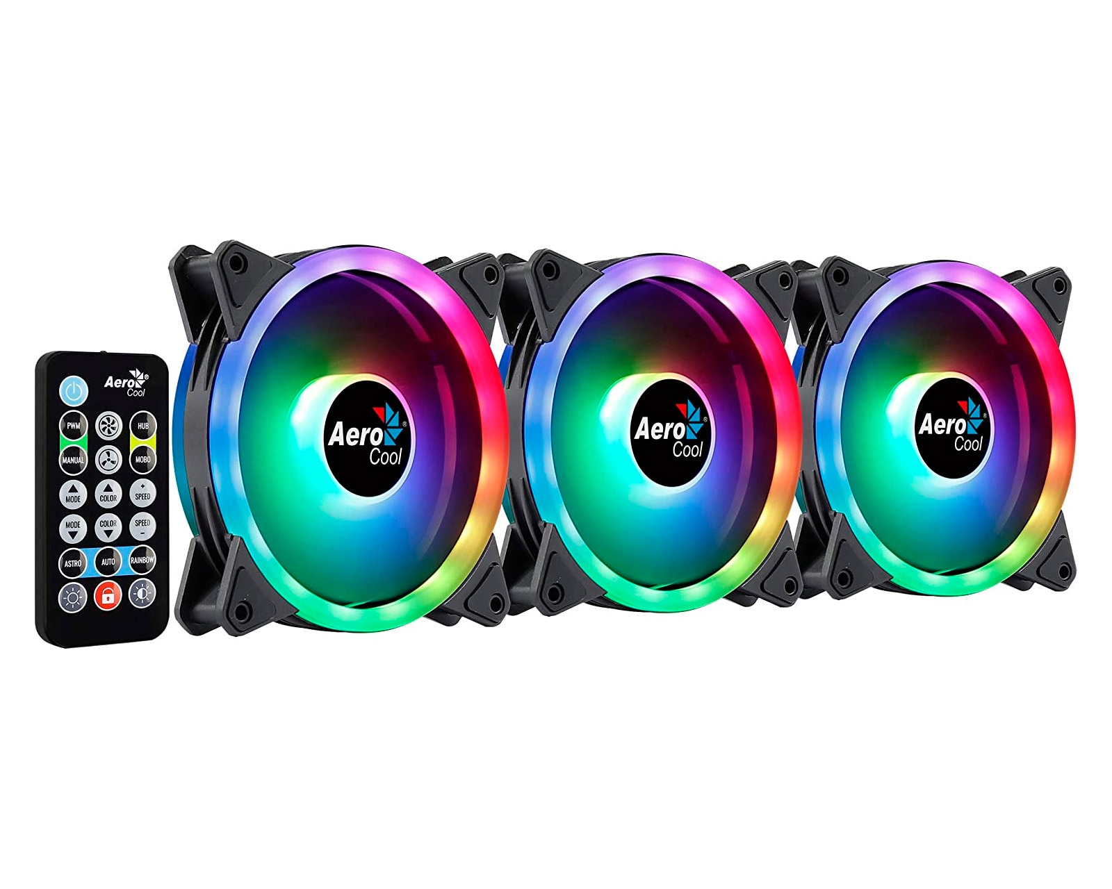Ventilador Aerocool Dual 12 Pro 3x120 color Negro Argb Dual12pro-argb/bk $2,298