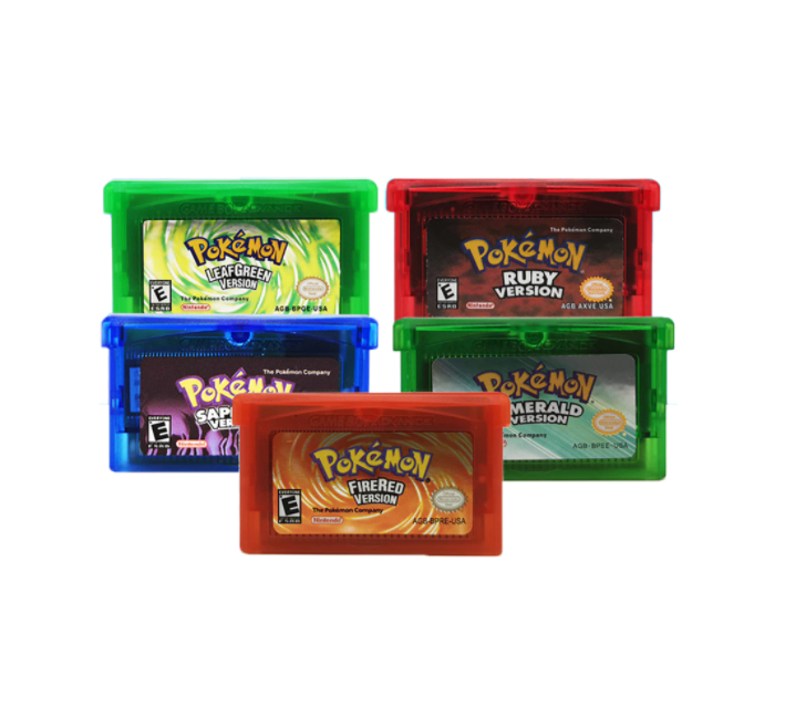 Foto 1 | Paquete 5 Cartuchos Nintendo REPRO GBA Game Boy Pokémon Emerald Ruby Sapphire Leaf Green & Firered  en Inglés