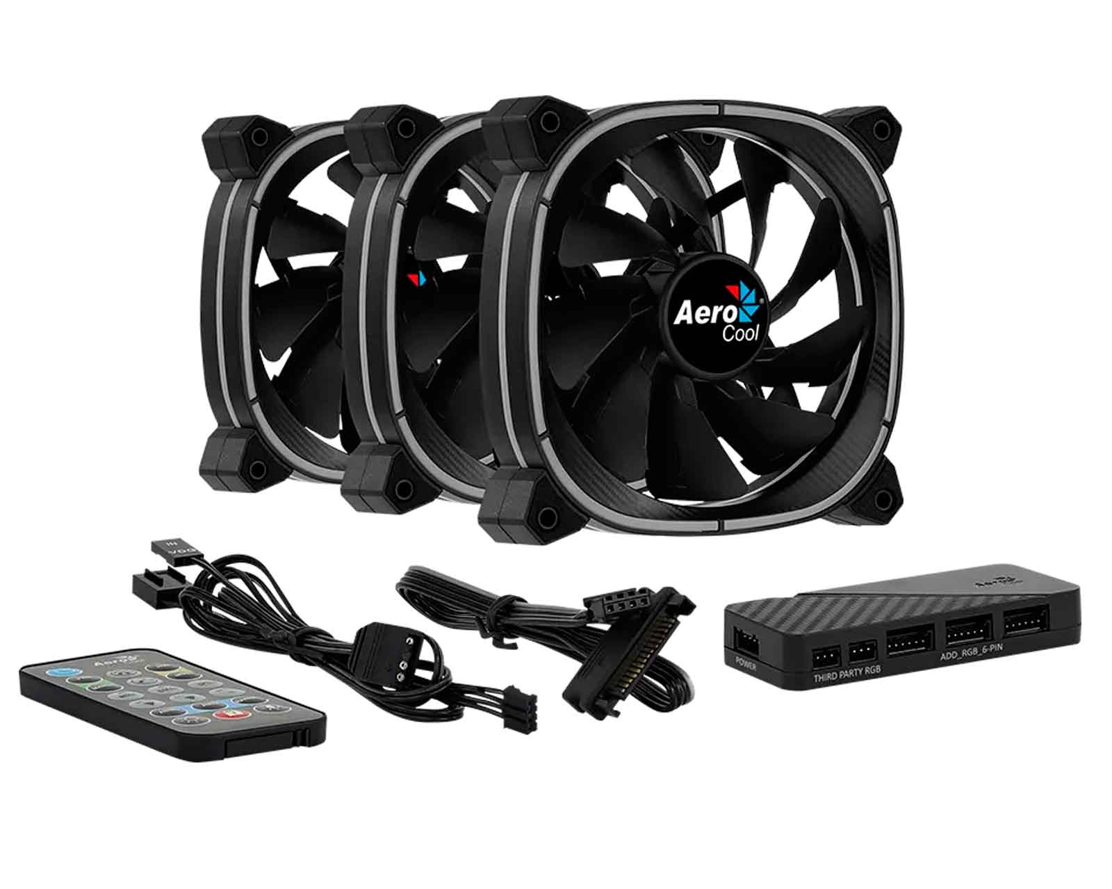 Foto 4 pulgar | Kit de 3 Ventiladores Aerocool Astro Pro Negro ARGB H66f Hub/Control