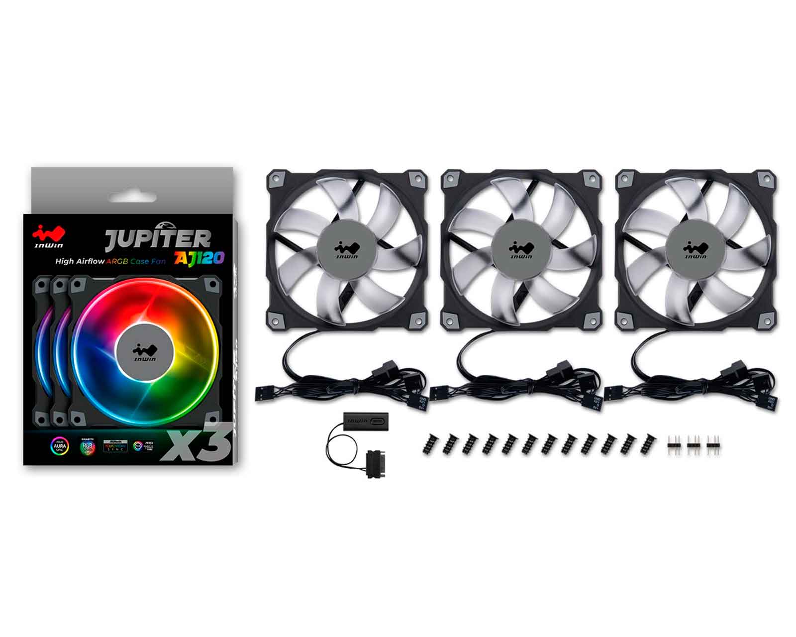 Foto 3 pulgar | Ventilador Inwin Jupiter Aj120 3x120mm color Negro Argb Iw-fn-aj120-3pk 1800rpm 35dba