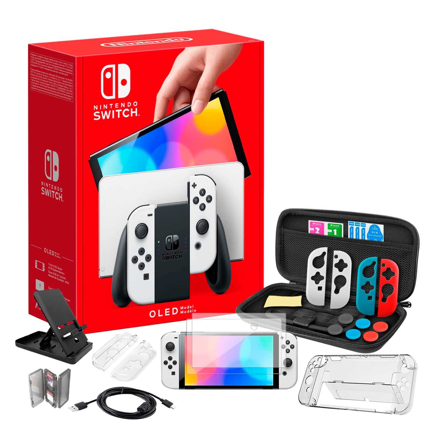 Consola Nintendo Switch Oled 64gb Blanco Más Kit Accesorios 22 En 1 $6,999