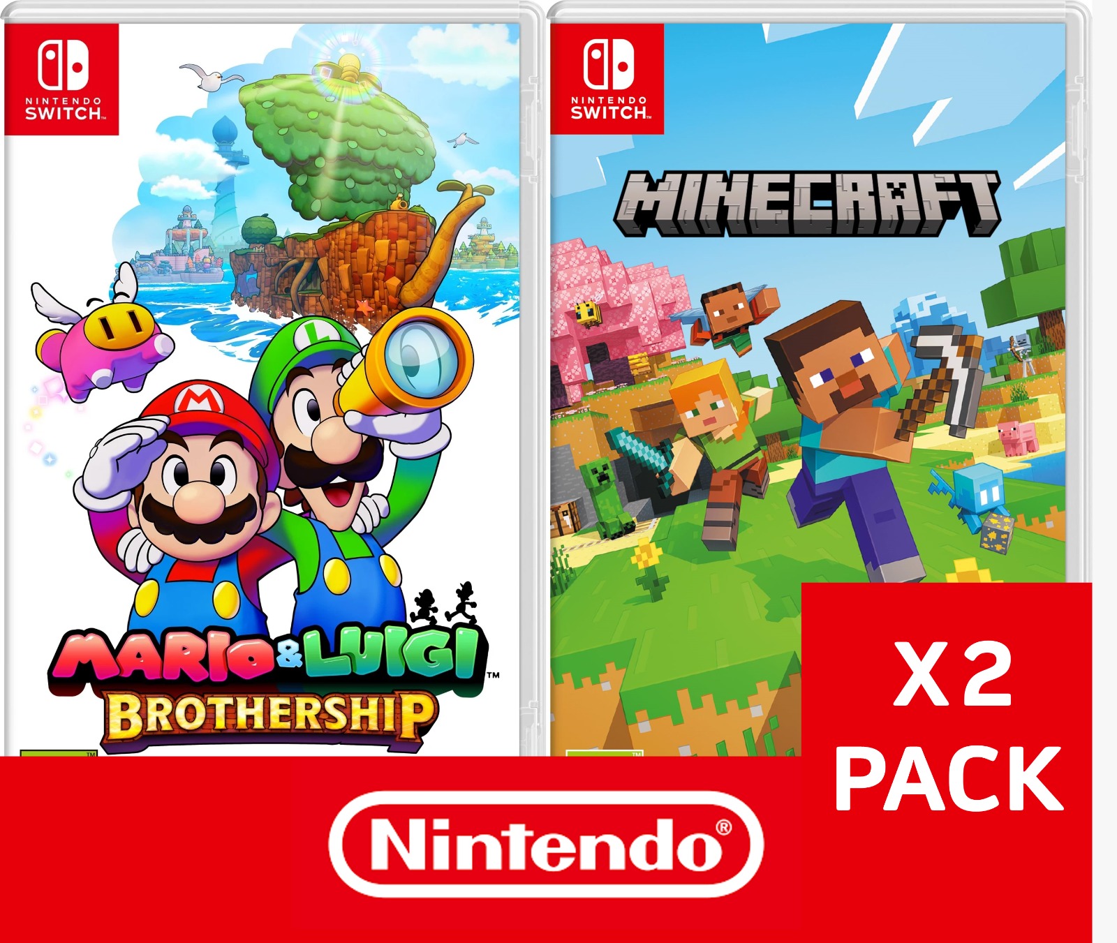 Bundle Videojuegos Mario & Luigi Brothership + Minecraft.-nsw