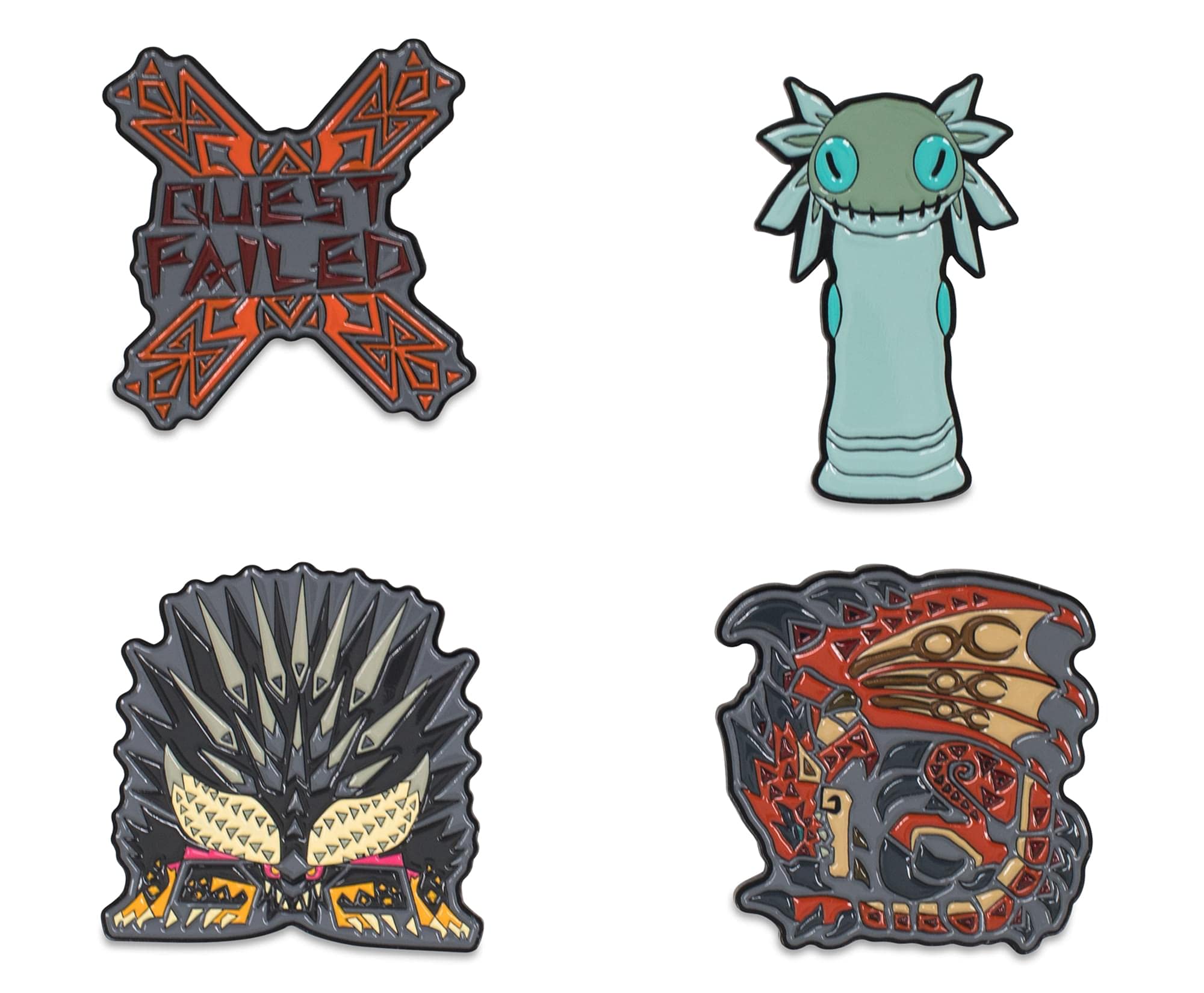 Set De Alfileres Esmaltados Monster Hunter: World Nergigante Rathalos X4 - Venta Internacional.