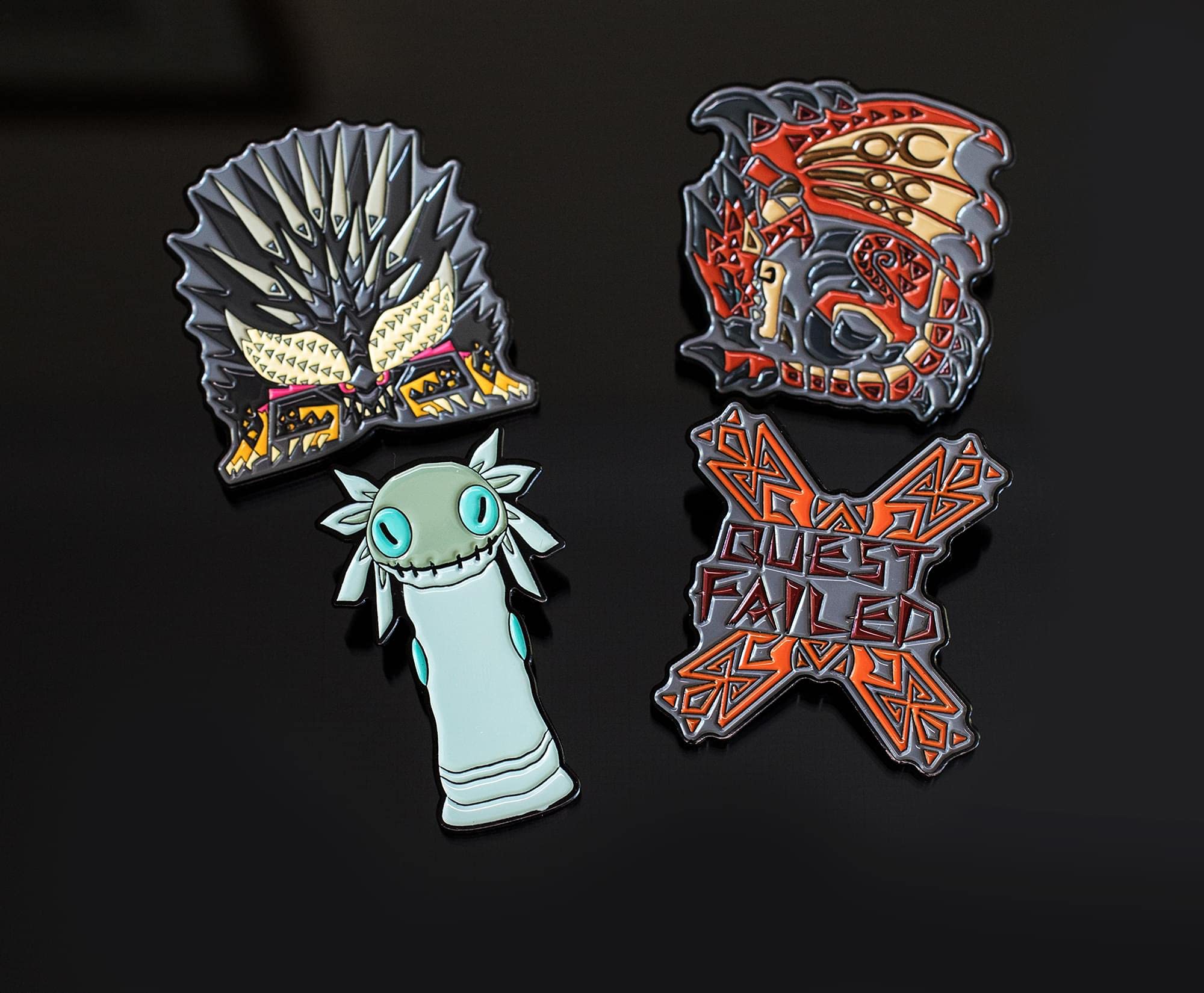 Foto 7 pulgar | Set De Alfileres Esmaltados Monster Hunter: World Nergigante Rathalos X4 - Venta Internacional.