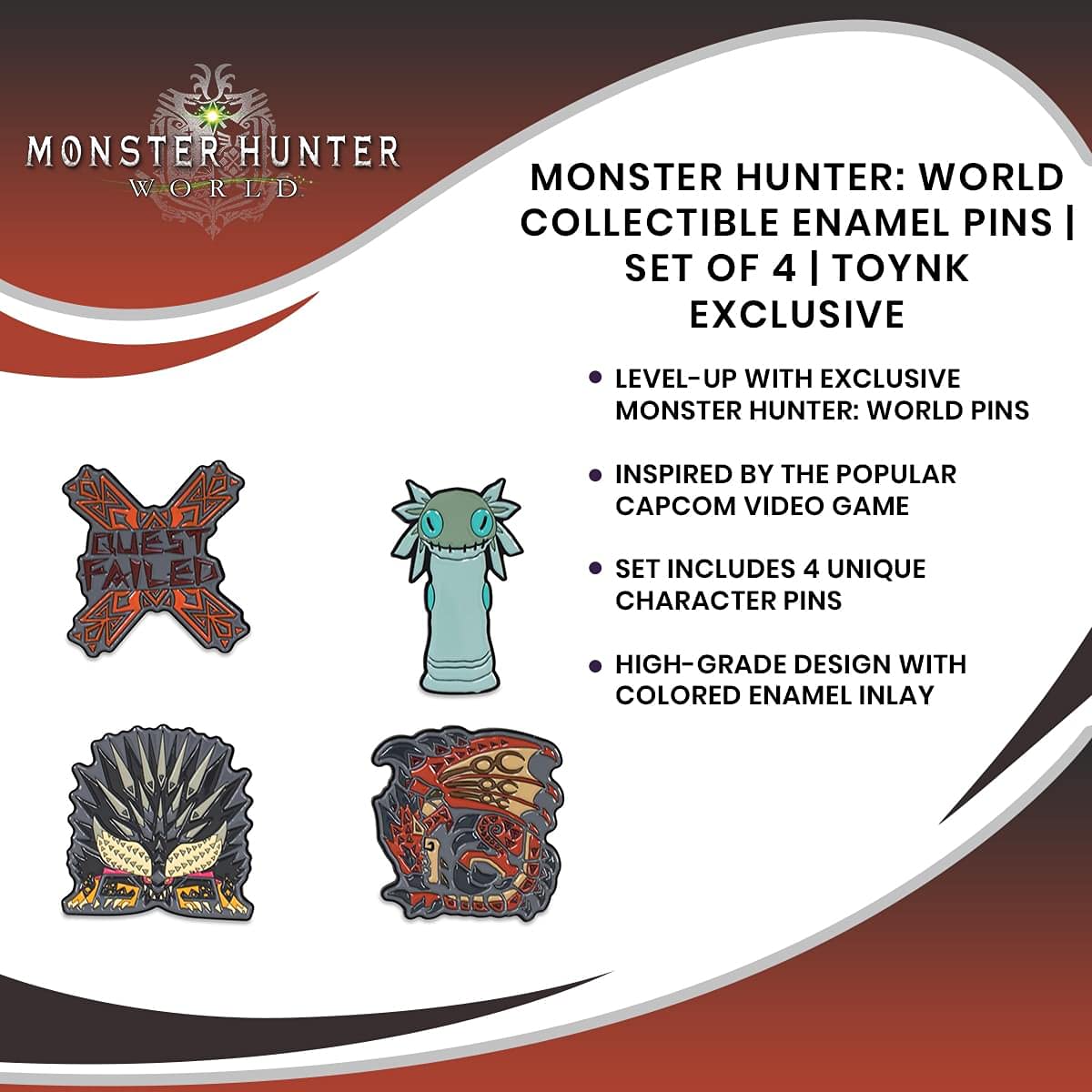 Foto 8 pulgar | Set De Alfileres Esmaltados Monster Hunter: World Nergigante Rathalos X4 - Venta Internacional.