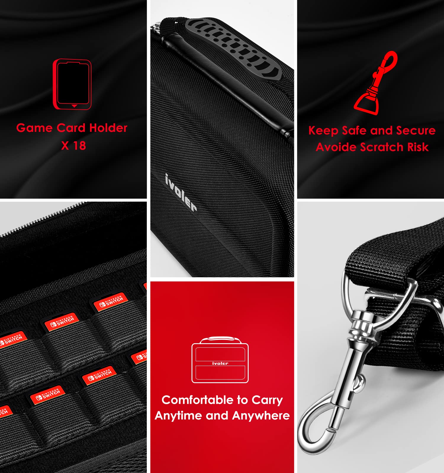 Foto 8 pulgar | Funda De Transporte Ivoler Para Nintendo Switch Oled Negra - Venta Internacional.