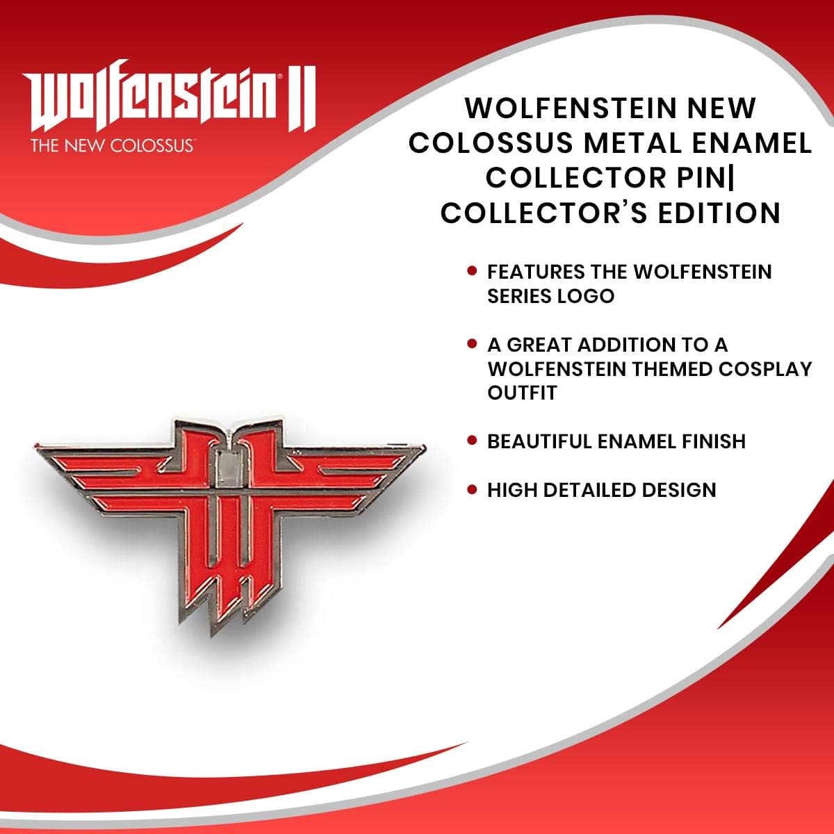 Foto 4 | Pin De Coleccionista Wolfenstein New Colossus De Metal Esmaltado - Venta Internacional.