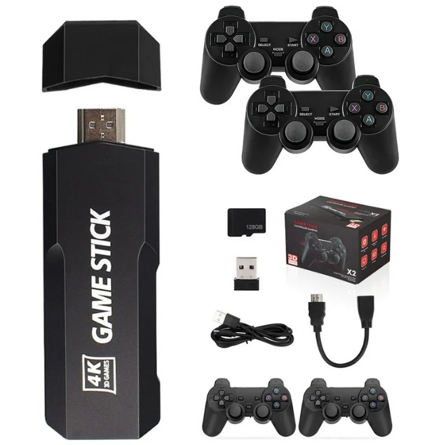 Consola X2 Plus Game Stick De Videojuegos Retro 3d Hd, 4k, Con Más 30000 Juegos Retro Con Controlador Inalámbrico