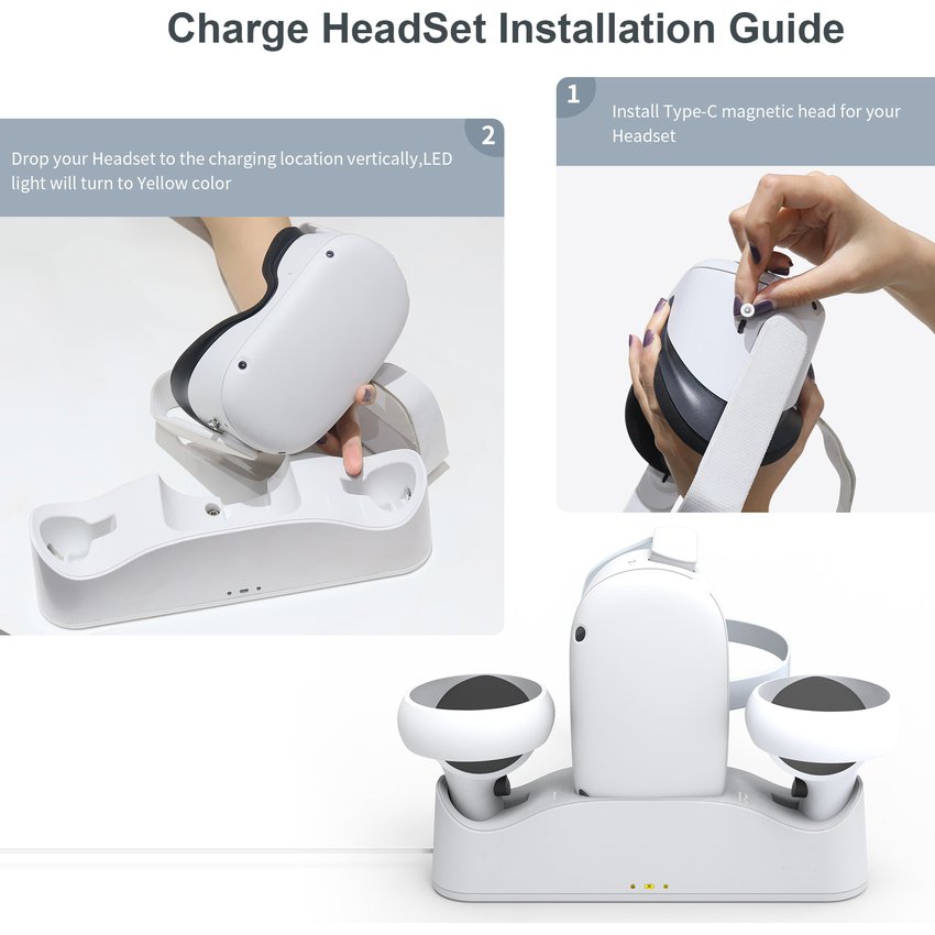 Foto 3 pulgar | Base De Carga Para Realidad Virtual Oculus Quest 2 Con Entrada Led - Venta Internacional.