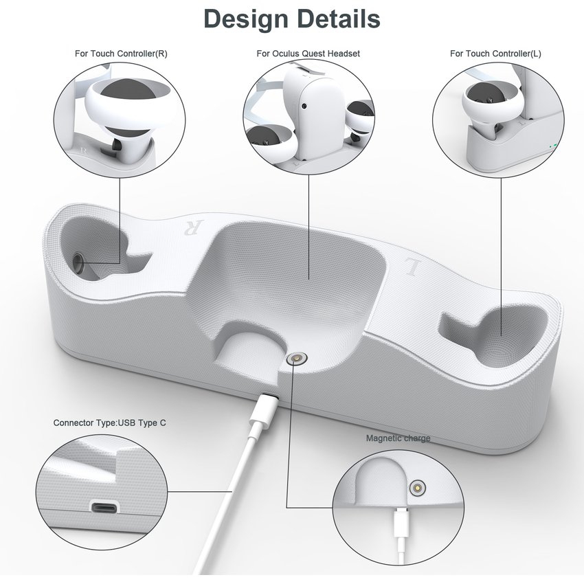 Foto 4 pulgar | Base De Carga Para Realidad Virtual Oculus Quest 2 Con Entrada Led - Venta Internacional.