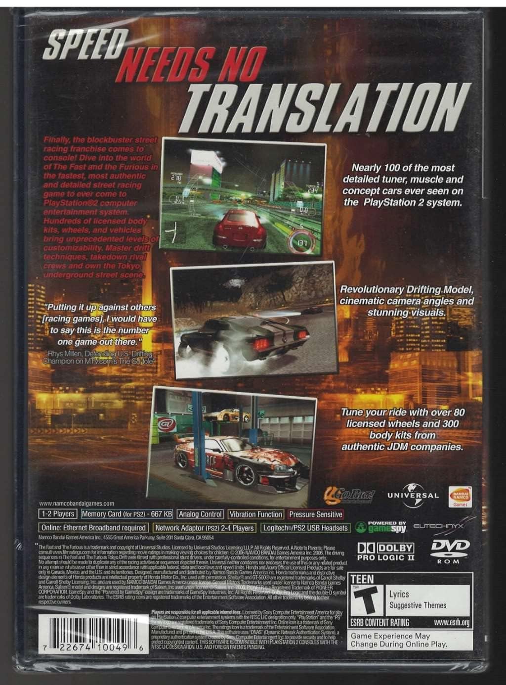 Foto 3 pulgar | Videojuego Bandai Namco Fast And The Furious Tokyo Drift Ps2 - Venta Internacional.