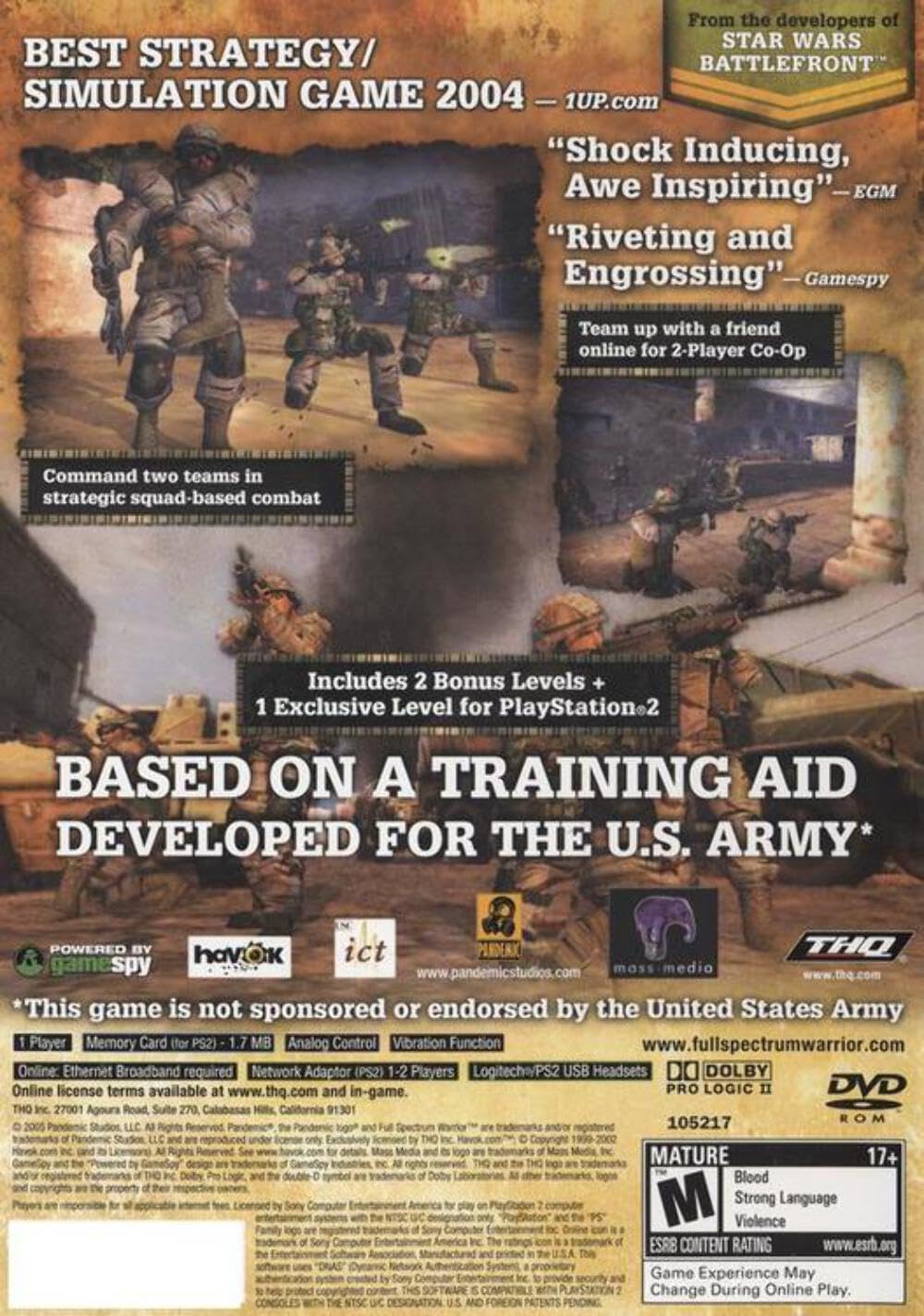 Foto 3 pulgar | Videojuego Sony Playstation 2 Full Spectrum Warrior - Venta Internacional.