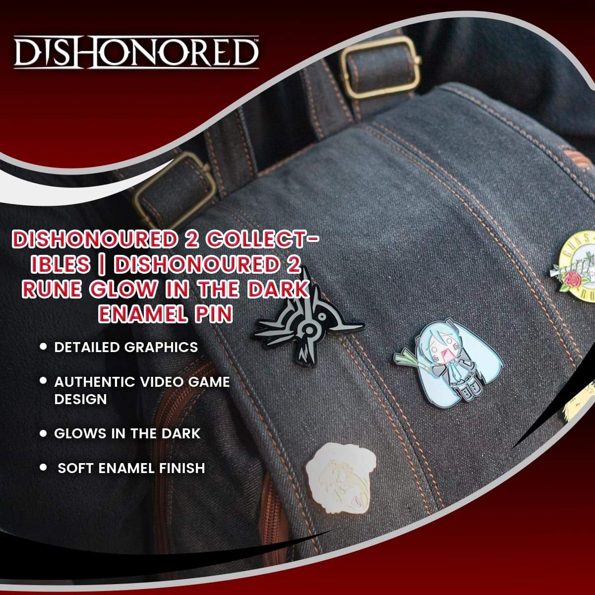 Foto 6 pulgar | Alfiler Esmaltado De Coleccionista Dishonoured 2 Rune Que Brilla En La Oscuridad - Venta Internacional.