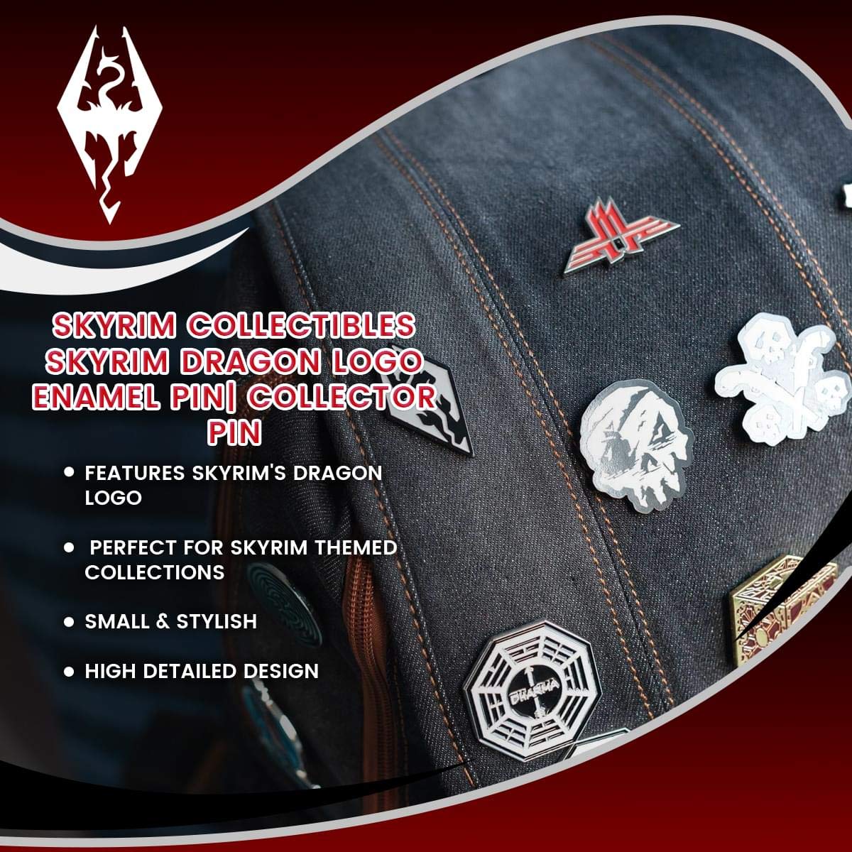 Foto 6 pulgar | Alfiler Esmaltado Just Funky Skyrim Dragon Logo Collector - Venta Internacional.