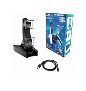 Foto 2 | Base Soporte Cargador Dual para Controles Ps5 Negro