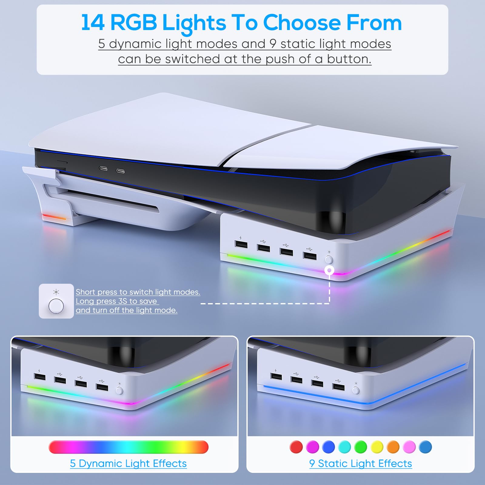 Foto 3 pulgar | Soporte Con Luz Led Rgb Para Consola Ps5 Slim Pro - Venta Internacional.