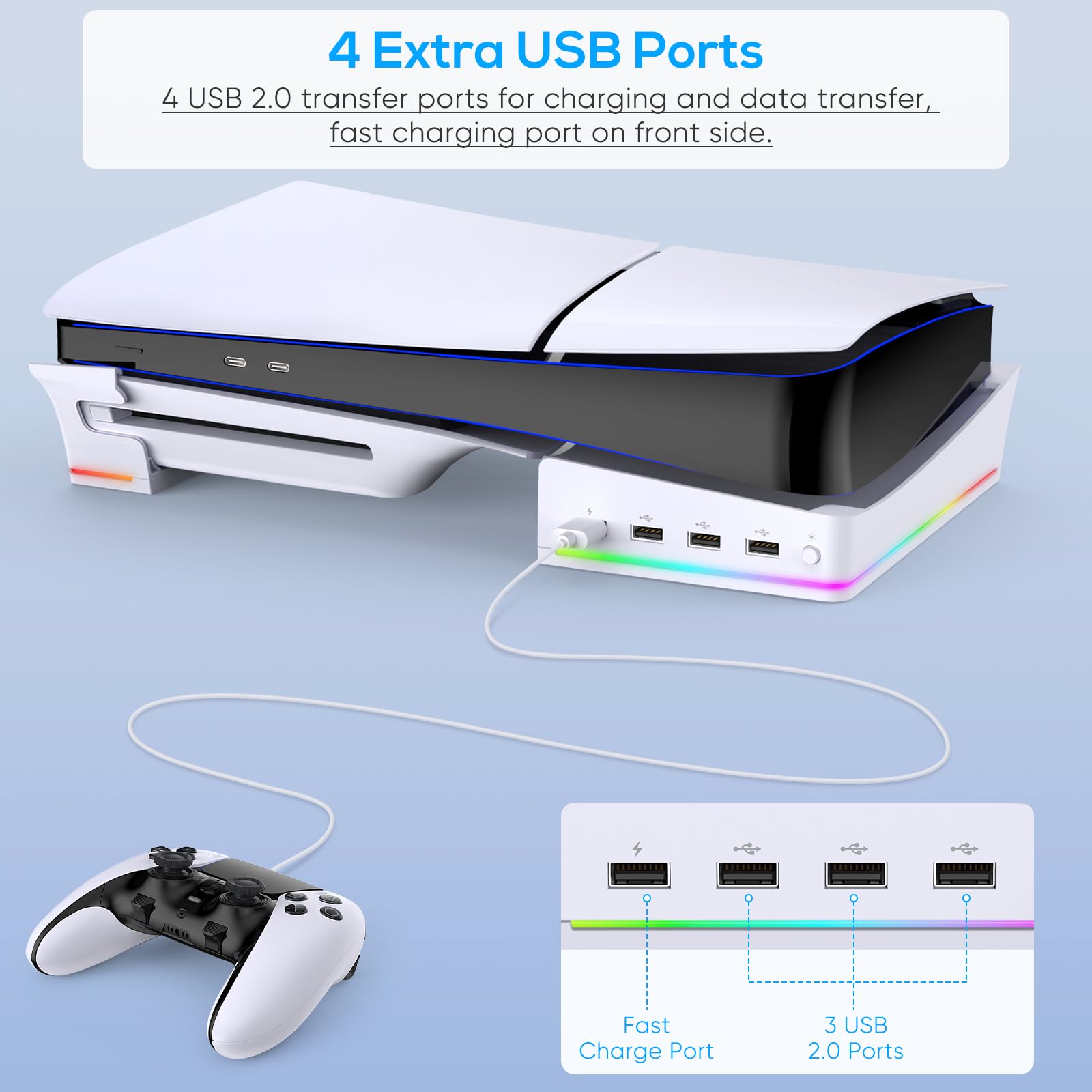 Foto 3 | Soporte Con Luz Led Rgb Para Consola Ps5 Slim Pro - Venta Internacional.