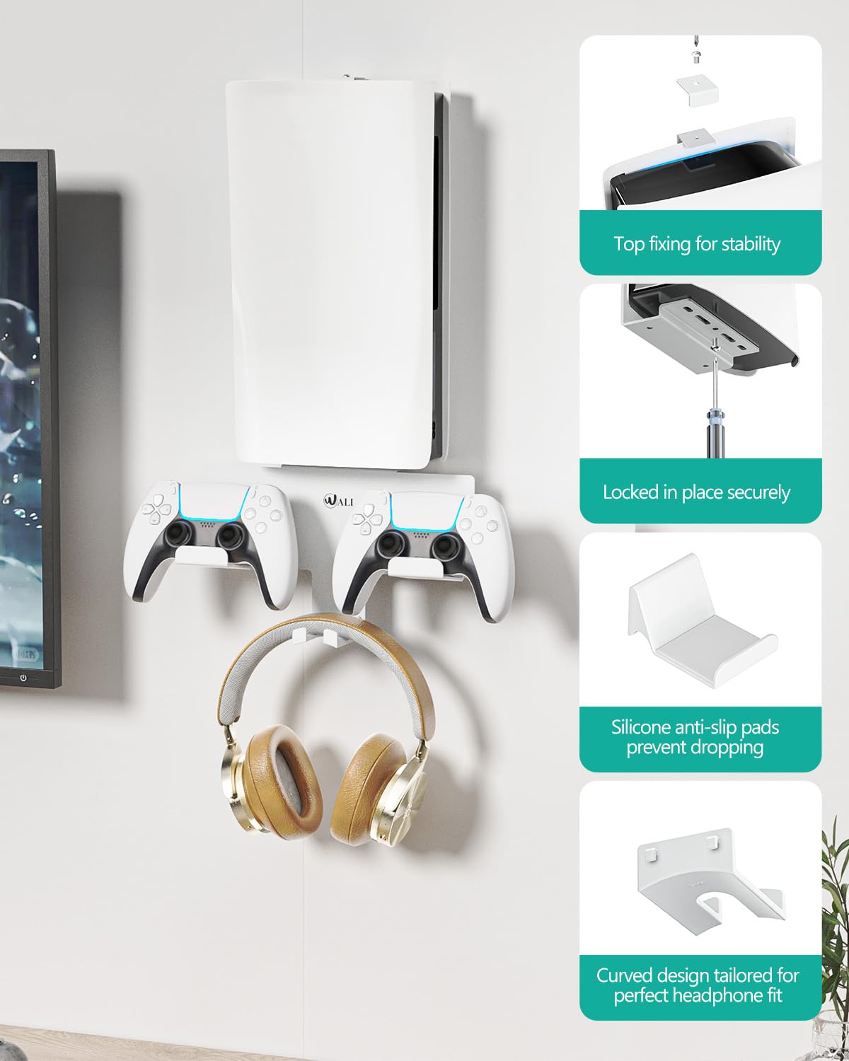 Foto 3 pulgar | Kit De Montaje En Pared Wali Para Playstation 5 Con Soporte Para Mando - Venta Internacional.