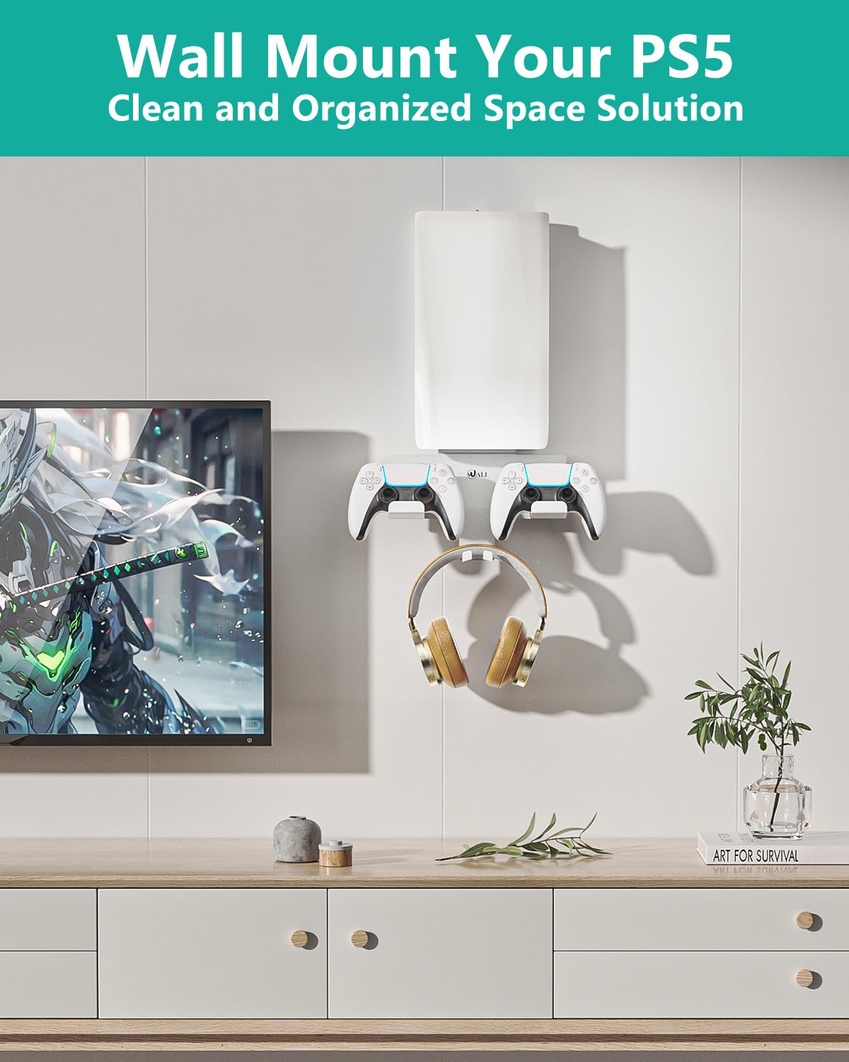 Foto 4 | Kit De Montaje En Pared Wali Para Playstation 5 Con Soporte Para Mando - Venta Internacional.