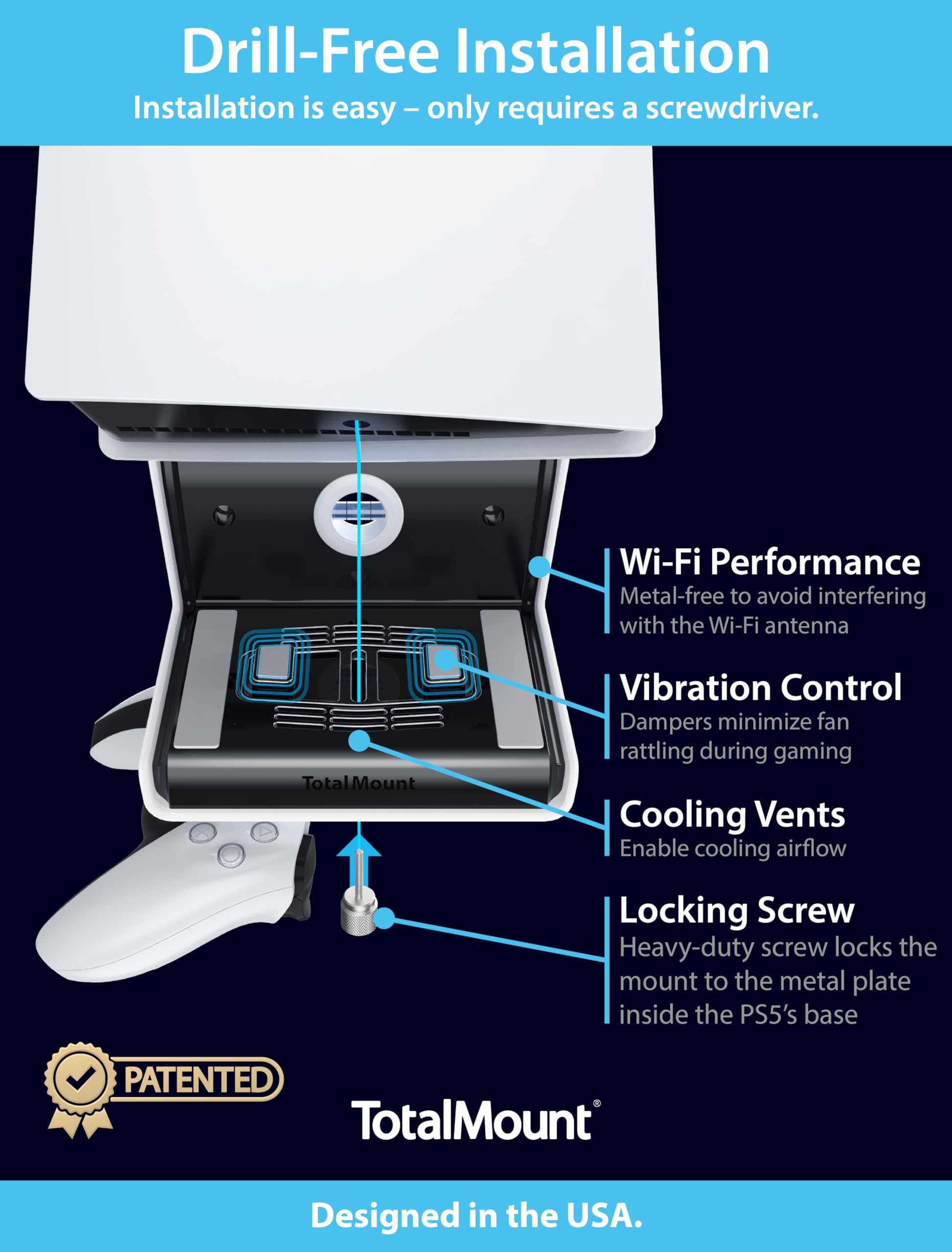 Foto 5 pulgar | Soporte De Pared Para Ps5 Totalmount Con Capacidad Para 2 Controladores - Venta Internacional.